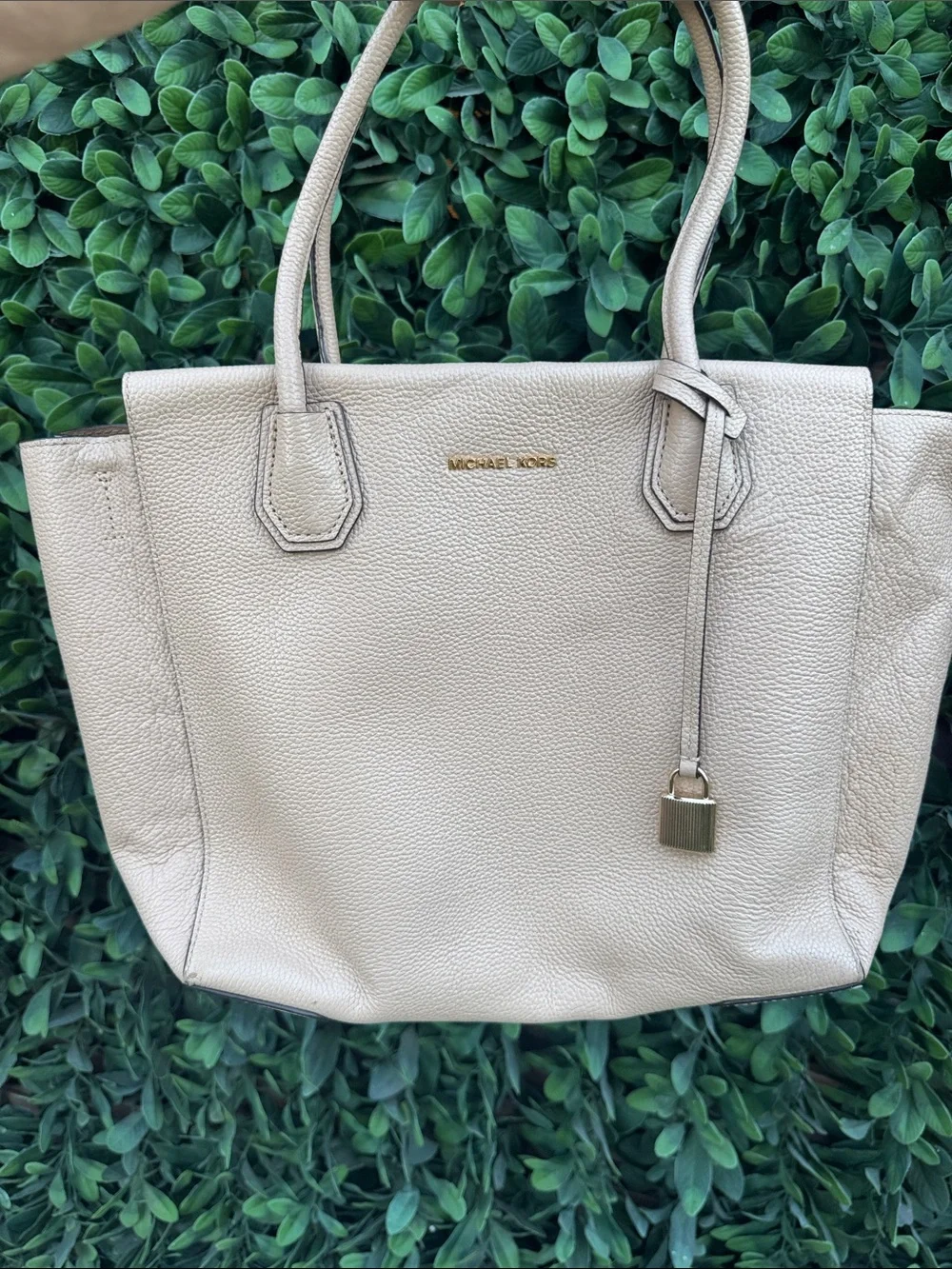 Michael Kors Pebbled Leather Tote in Light Beige